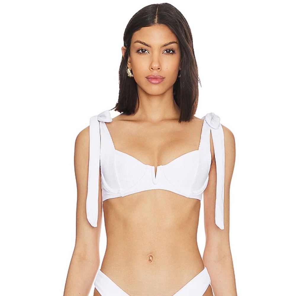 Beach Riot Blair Bikini Bathing suit  Top White size small